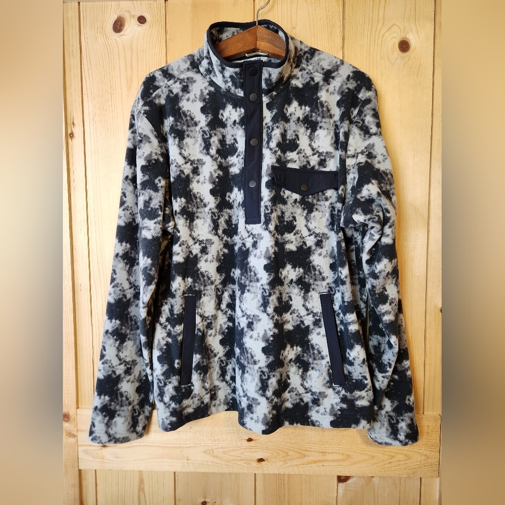 Duluth Trading Co. Men's Doubleback Blk/Gray Printed Fleece 1/4 Snap Pullover